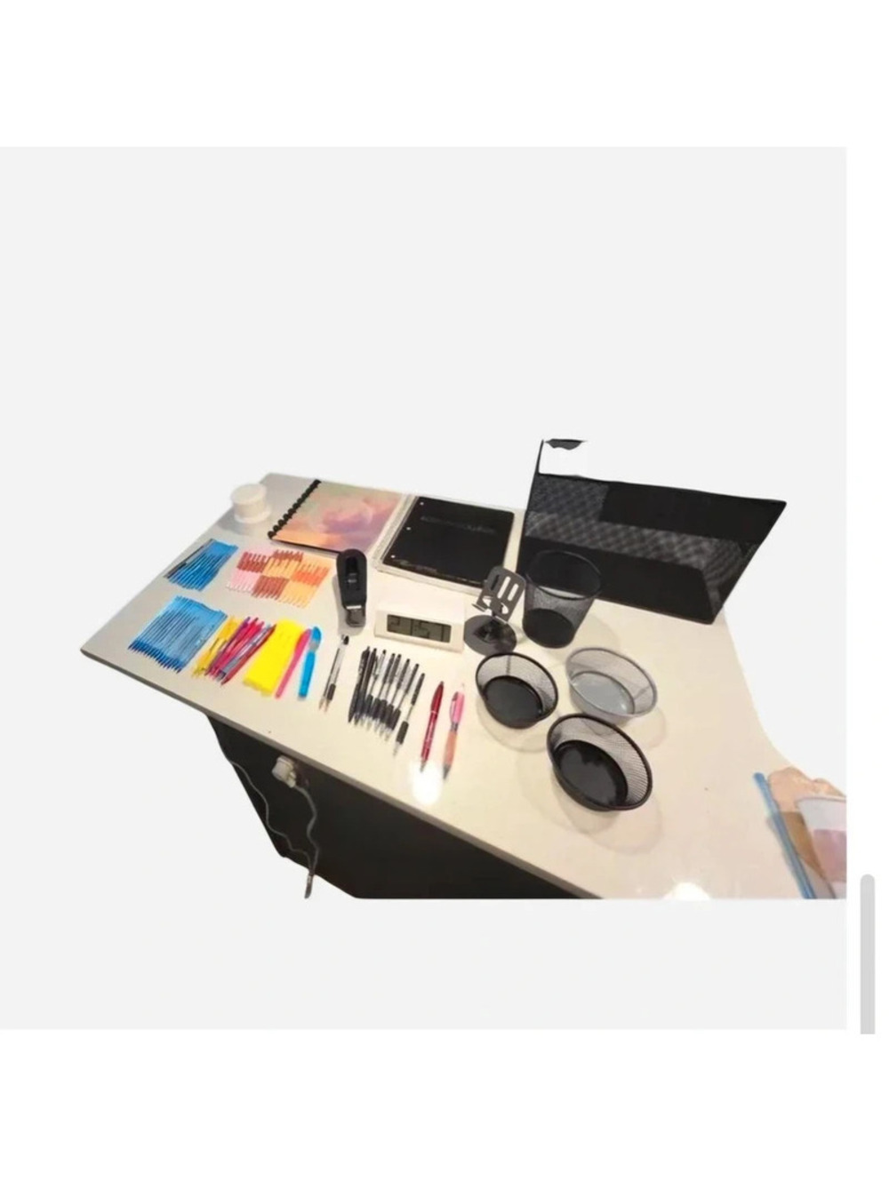 Office Desk Organizer Set with Calculator, Ruler, Pens, and Mesh Holders